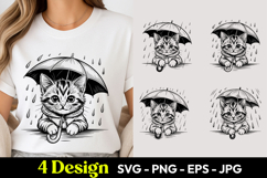 Rainy Day Kitten SVG PNG Product Image 1