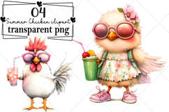 Whimsical Summer Chicken clipart Watercolor PNG Product Image 1