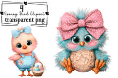 Whimsical Spring Bird Clipart Watercolor PNG Product Image 1