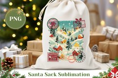 Christmas Village Santa Sack Template, Christmas Gift Bag Product Image 1