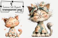 Summer Cat Clipart PNG Watercolor PNG Product Image 1