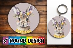 Sweet Floral Bunny Design for Round Product Image 1