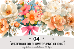 Summer Wildflowers Clipart Watercolor png Product Image 1