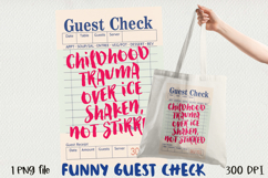 Funny Guest Check PNG Vintage Diner Style, Sublimation PNG. Product Image 1
