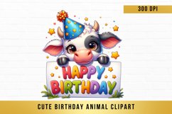 cute Birthday Animal Clipart, Peeking Birthday Animal png Product Image 1