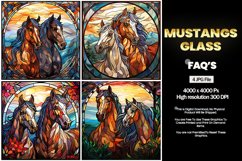 Mustangs Stained Glass Square Coaster - 4 Variation Product Image 2