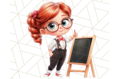 Cute Teacher Girls Clipart, School PNG, Teacher Sublimation Product Image 4