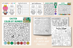 Easter village coloring games. Spring colouring activities Product Image 12