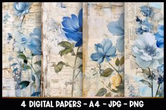 4 Beautiful Flowers Digital Papers I Junk Journal Pages Product Image 1