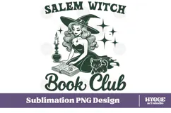 Salem Witch Book Club Vintage Funny Sarcastic Halloween PNG Product Image 1
