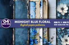 Midnight Blue Floral Backgrounds Bundle PNG Product Image 13