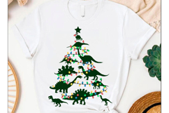 Dinosaurs Christmas Tree Trendy T-shirt Product Image 1