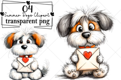 Whimsical Summer Dogs Clipart Watercolor PNG Product Image 1