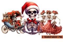 Watercolor Christmas skeleton Sublimation Clipart PNG , Product Image 1
