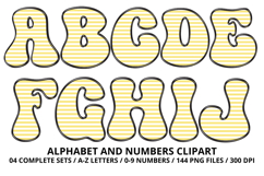 Stripes Alphabet Letters &amp; Numbers Clipart PNG 300DI Product Image 2