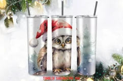 Christmas Santa Owl Tumbler Sublimation Designs Product Image 4