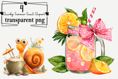 Quirky Summer Snail Clipart Watercolor PNG Product Image 1