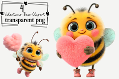 Valentines Bee Clipart Watercolor PNG Product Image 1
