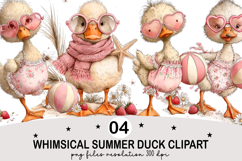 Whimsical Summer Duck Clipart Watercolor png Product Image 1