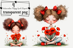 Watercolor Poppy Girl Clipart Watercolor PNG Product Image 1