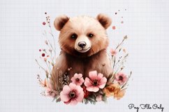 Watercolor Spring Floral Animal Clipart PNG Product Image 1