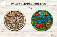 Wildflower Stained Glass Door Sign | Door Hanger | SVG Product Image 2