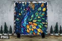 Stained Glass Peacock - Square Sublimation Slate Design Product Image 1
