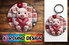 Whimsical Circle Keychain Design, Valenines Animals Product Image 1