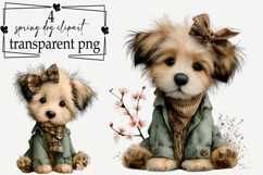 Whimsical Cute Spring Dog Clipart Watercolor PNG Product Image 1