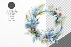 Christmas clipart, Wreath clipart, Blue Christmas Product Image 1
