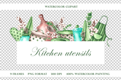Kitchen utensils watercolor set. Cookbook. Country kitchen. Product Image 12
