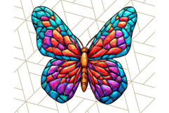 Stained Glass Hearts and Butterflies Clipart PNG Product Image 4