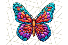 Stained Glass Hearts and Butterflies Clipart PNG Product Image 4