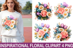 Inspirational Floral PNG Clipart Watercolor PNG Product Image 1