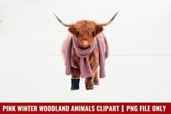 Pink Winter Woodland Animals Clipart PNG Product Image 1