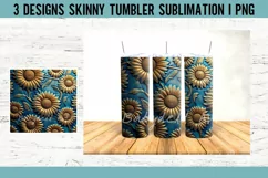 Tooled Leather Flowers Blue Gold Tumbler Sublimation PNG Product Image 4