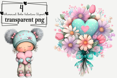 Whimsical Boho Valentine Clipart Watercolor PNG Product Image 1