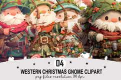 Whimsical Western Christmas Gnome Clipart Watercolor PNG Product Image 1
