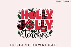 Holly Jolly Teacher Png,Merry Christmas Product Image 2