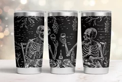 20oz Tumbler laser svg| Halloween Skeletons party wrap Product Image 1