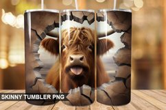 3D Highland Cow Cracked Hole PNG Tumbler Design Product Image 1