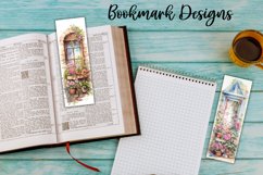 Vintage Window Flowers Bookmark Printable Sublimation PNG Product Image 2