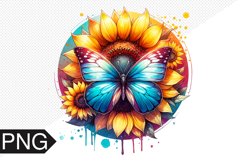 Butterfly and Sunflower Sublimation - Clipart PNG Design Product Image 1