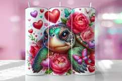 Valentine's Day Turtle Tumbler Wrap Sublimation Design Product Image 1
