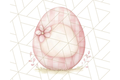 Pastel Pink Easter Bunny Egg and Flowers Clipart PNG Product Image 5