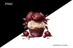 Floral Cupcake Clipart, Peony Product Image 1