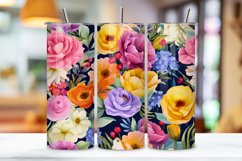 Floral Watercolor Tumbler Wrap, 20 oz Skinny Sublimation PNG Product Image 3