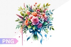 Wedding Floral Bouquet Sublimation - Clipart PNG Design Product Image 1