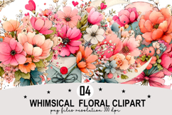 Whimsical Floral Clipart Watercolor Png Product Image 1