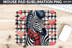 Watercolor Zebra Mouse Pad Sublimation - Valentines PNG Product Image 1